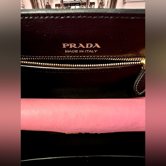Prada 2-Way Saffiano Leather Black with Pink Interior Accordion Bag - Picture 3 of 15